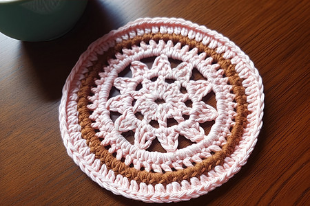 柔软色彩的手工编织杯垫背景图片