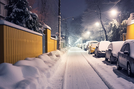 寒冷雪天城市街道景观图片