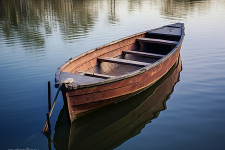 湖中漂浮的小船图片