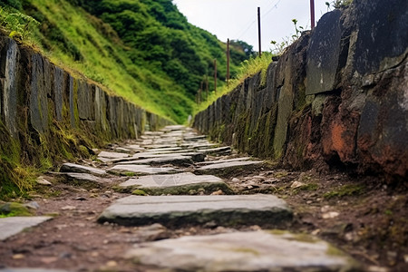 乡间岩石铺设道路背景图片