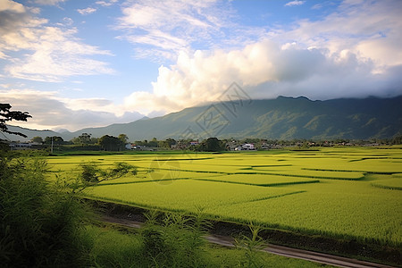乡村农业的种植水稻田图片