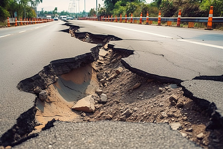 街道粗糙的裂缝道路图片