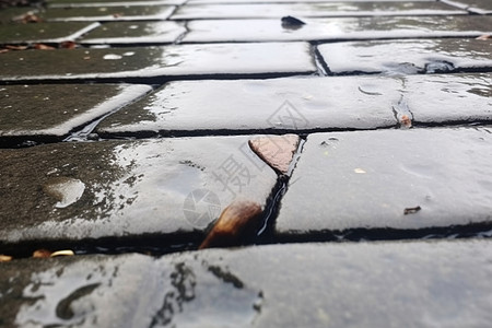 雨后的砖石道路背景图片