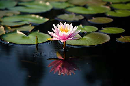 夏季池塘中盛开的莲花图片