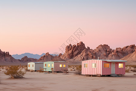 柔和暮光落日沙漠景色图片