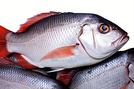 白色背景上的鱼肉图片