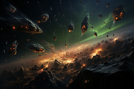 宇宙的陨石飞行背景图片
