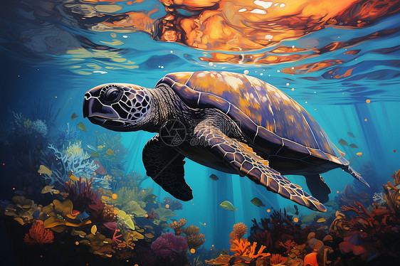 海洋里的动物海龟图片