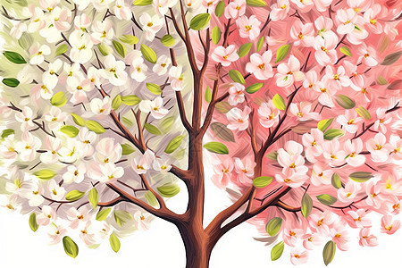粉白花树背景图片