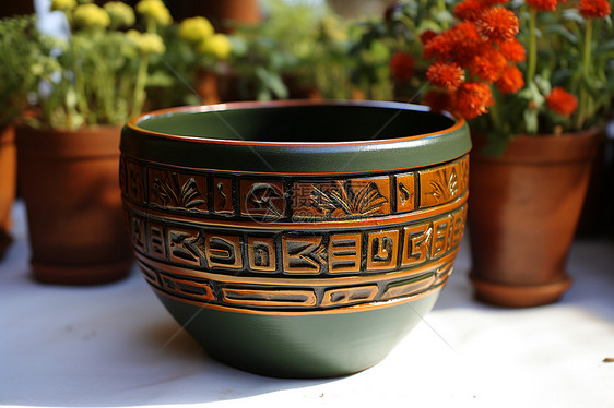 陶瓷碗的盆栽图片