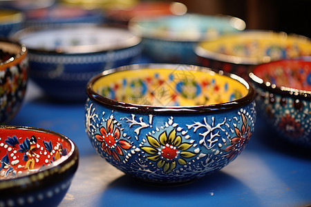 色彩斑斓的陶瓷碗图片