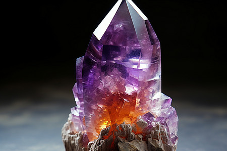 水晶魔幻紫橙光的抽象雕塑图片