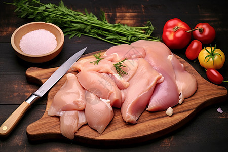 新鲜的鸡胸肉食材背景图片