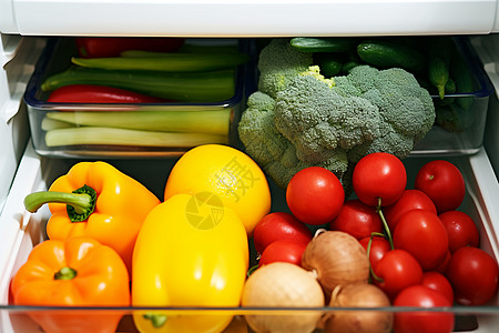 冷藏蔬菜的冰箱图片