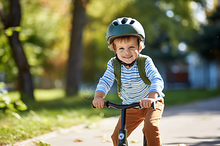 骑滑板车的小男孩背景图片