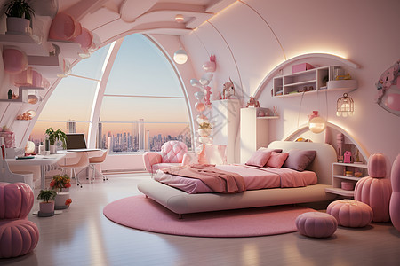 粉色的卧室装修背景图片
