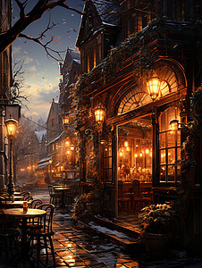 冬日温馨的咖啡馆背景图片