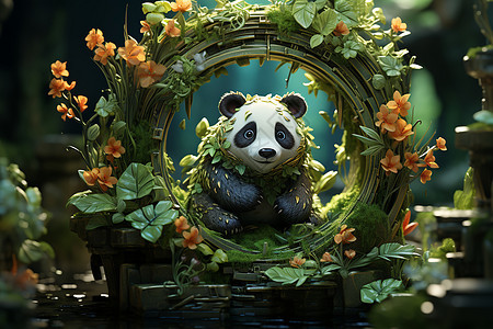 梦幻森林中的小熊猫插图图片