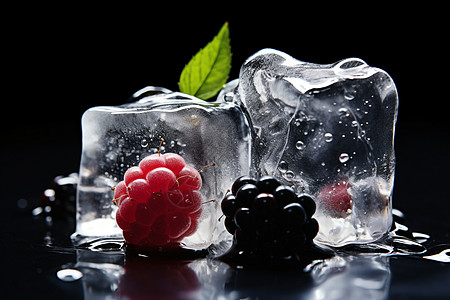冰冻的水果冰块背景图片