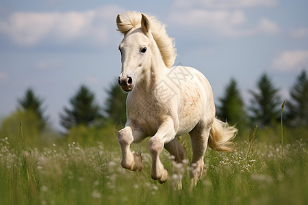 驰骋万里的白色马匹图片