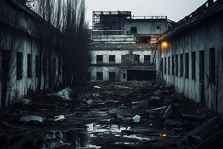 废墟中的黑暗小巷图片