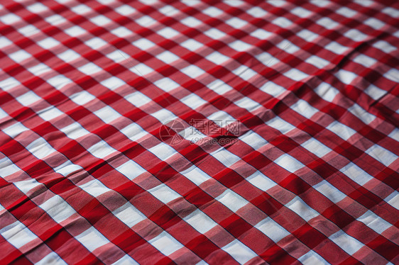 红白格子花纹的桌布图片