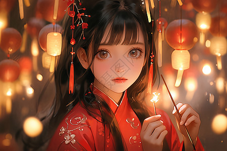 传统的新年少女图片