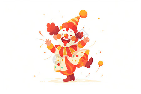 开心愚人节小丑欢乐的小丑跳舞插画