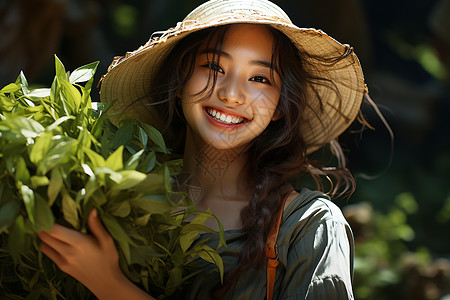 亲情牵绊中的茶农背景图片