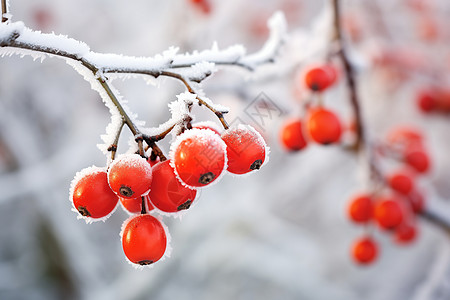 白雪覆盖的浆果高清图片