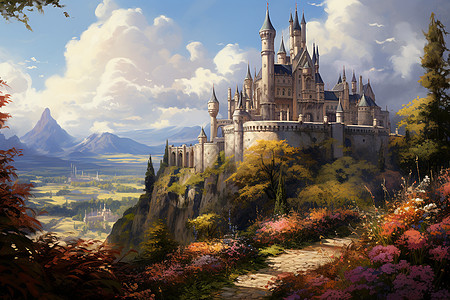 中世界古堡插图背景图片