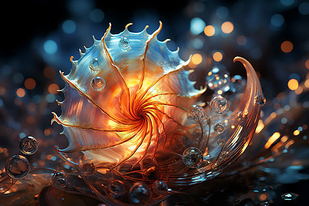 璀璨光线中的一只蜗牛壳图片