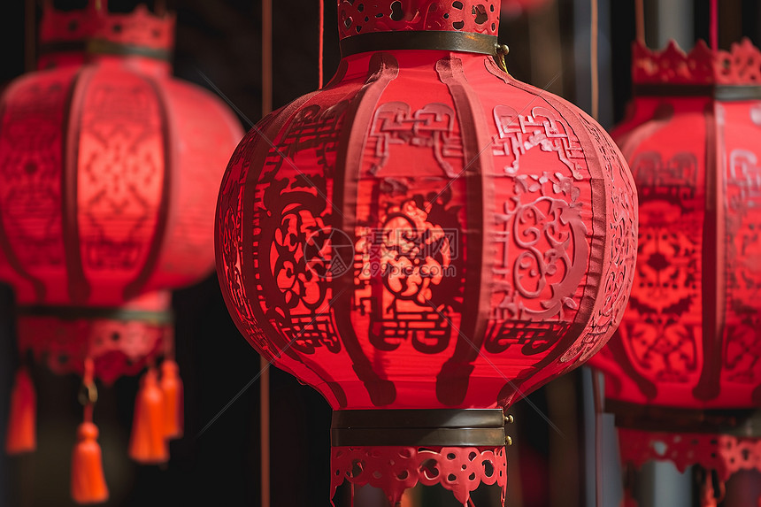 传统繁荣习俗的红灯笼图片