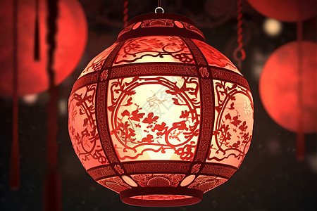 传统文化的新年红灯笼挂饰背景图片