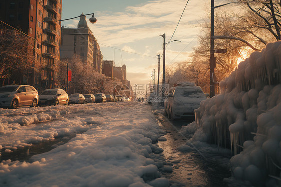 阳光下的冰雪之城图片