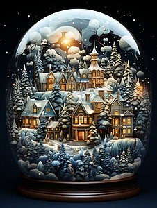 梦幻雪球里的冬日美景图片