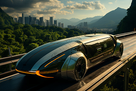 户外公路上的未来感汽车图片