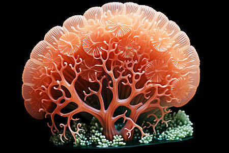 生长在黑色背景上的珊瑚图片