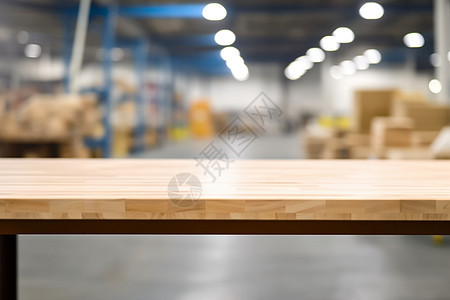 仓库中光滑的木质桌面图片