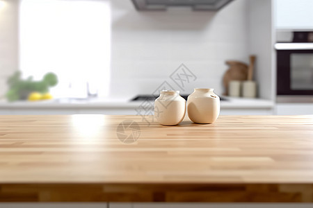现代光滑的木质厨房台面图片