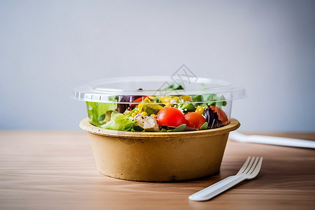 碗中健康美味的蔬菜沙拉图片