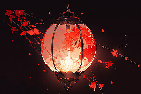 暗夜中唯美的红灯笼背景图片