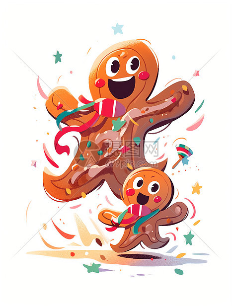 开心欢乐的姜饼人母子图片