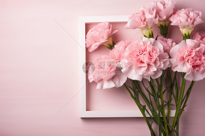 浪漫的粉色康乃馨花束图片