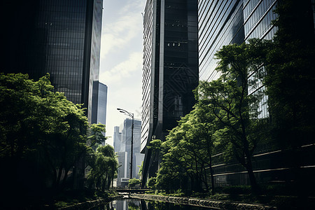 繁华城市的高楼建筑背景图片