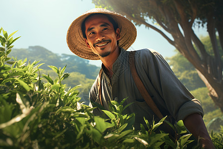 微笑的茶农图片