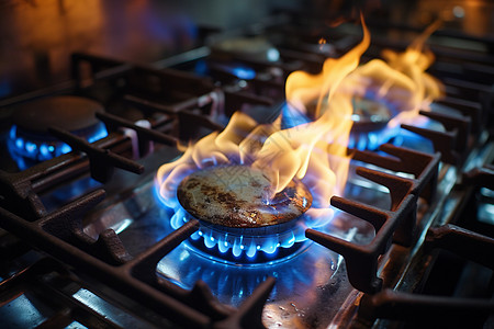 厨房的火焰煤气灶图片