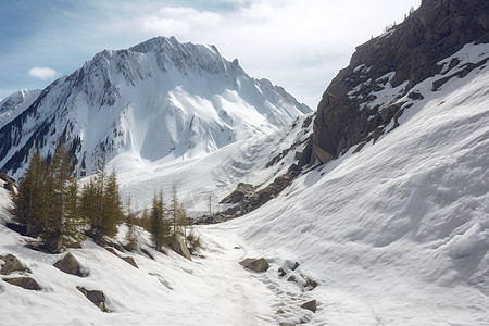 冰雪山峰上的自然美景背景图片