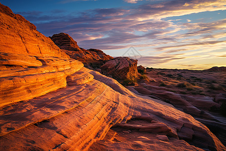 沙漠中壮观的岩石建筑背景图片