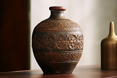 传统韵味古代陶酒罐的质朴之美图片